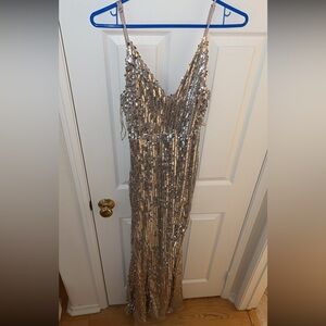 Fashion Nova Blush Pink Sequin-Trim Slip Dress